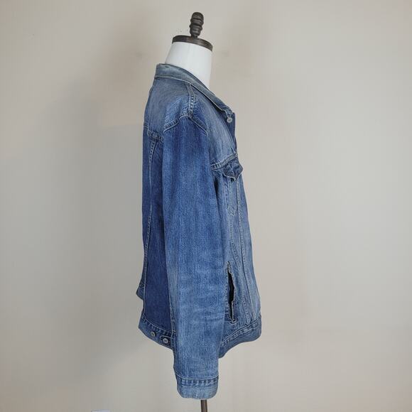 Levi's Trucker Jacket Mens XXL Blue Denim Red Tab Distressed Classic 723350009 - Picture 3 of 13